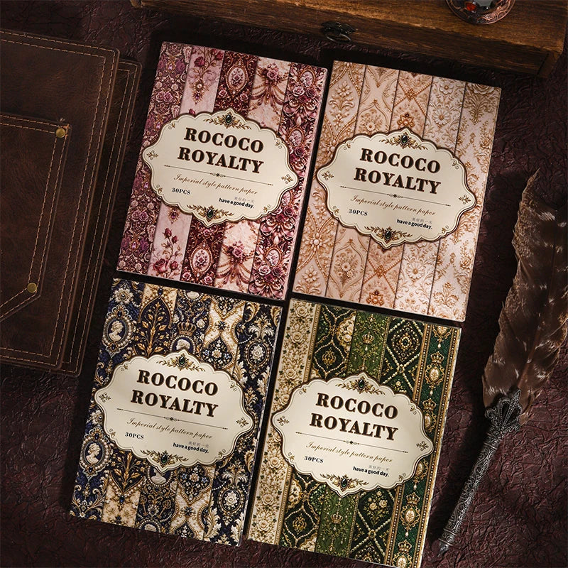 Rococo Royal Style Decorative Paper — 30 Pcs Scrapbooking & Junk Journal Supplies