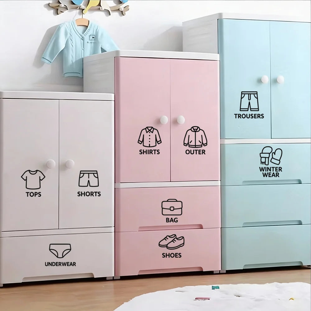 Wardrobe Organizer Labels — Icon-Based Closet & Drawer Stickers
