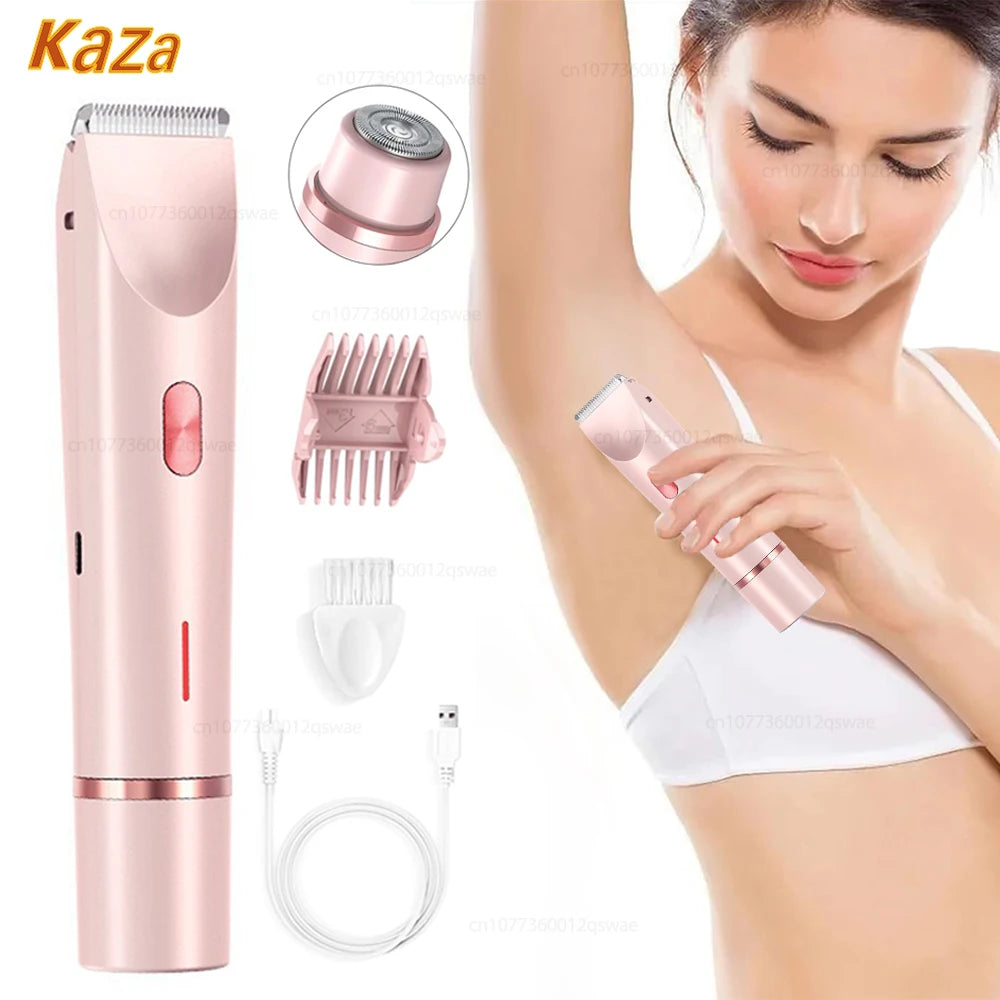 Electric Women's Shaver — Dual Head Body Epilator for Bikini and Underarms