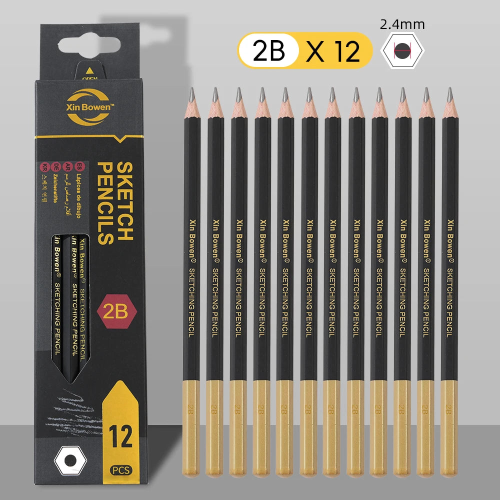 Professional Graphite Sketching Pencil Set — 12 Pieces for Shading and Drawing