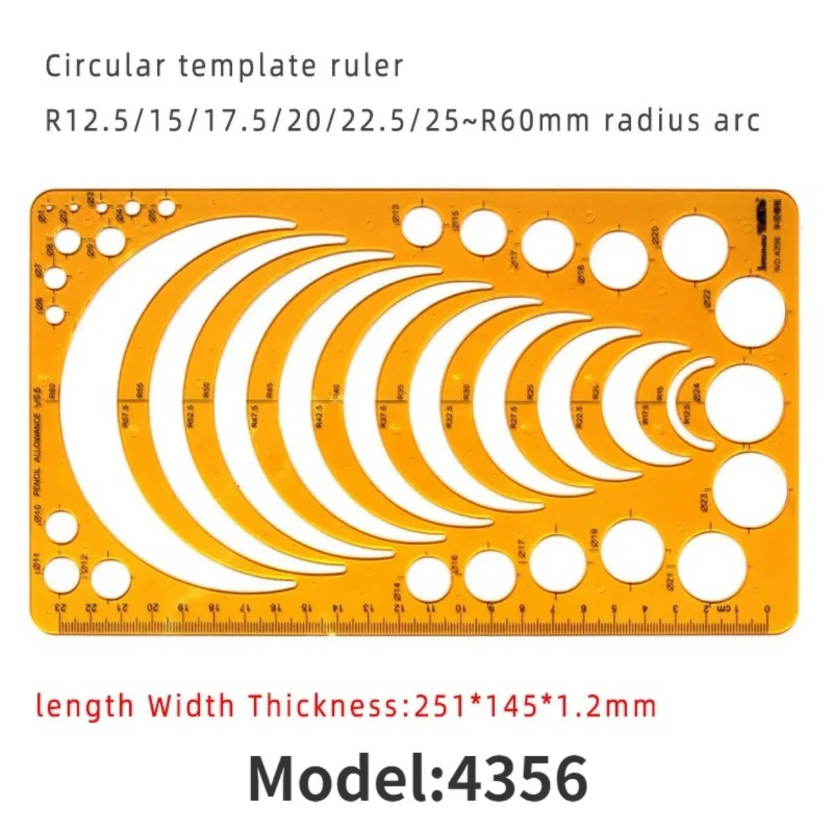 Architectural Drafting Template Set — Round and Oval Shape Rulers