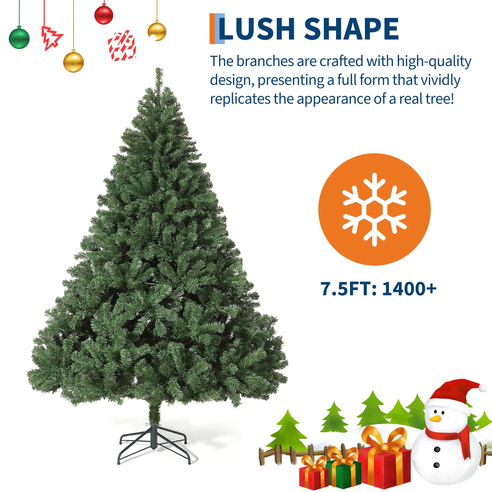 GAOMON Pre-Lit Artificial Christmas Tree — Realistic Spruce Design with LED Lights