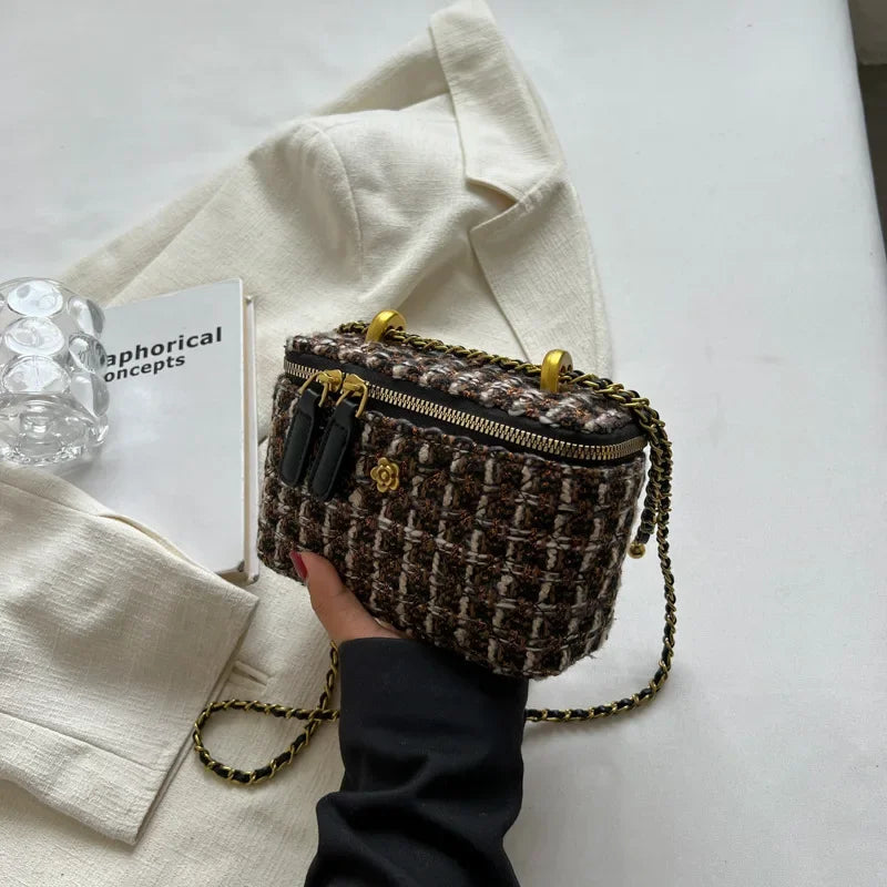 Women's Wool Crossbody Bag — Stylish Chain Shoulder Purse