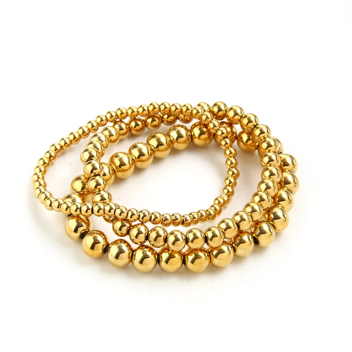 MHS.SUN Stainless Steel Beaded Bracelet — Gold Plated Stackable Jewelry