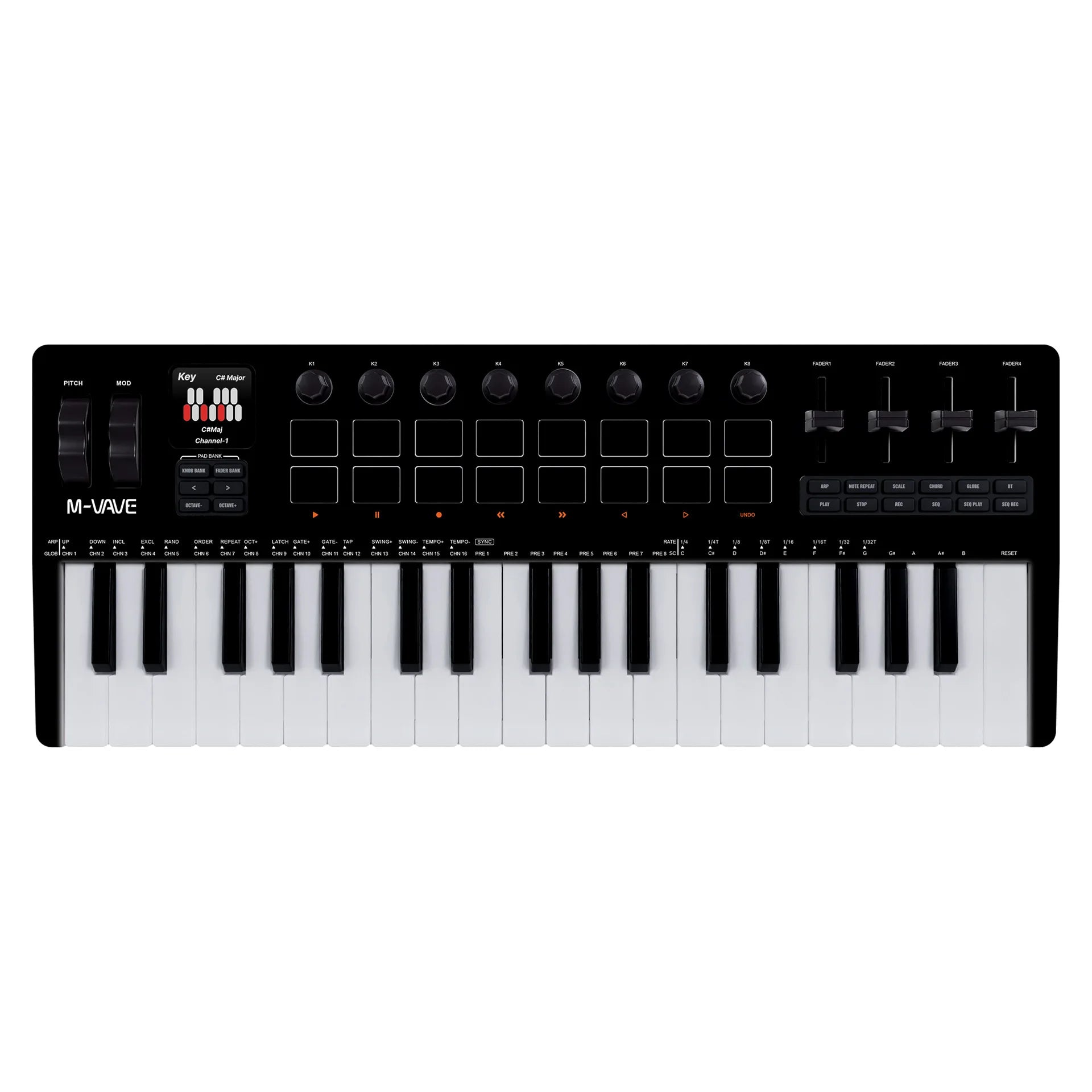 37-Key MIDI Keyboard Controller — Music Production Tool with Drum Pads