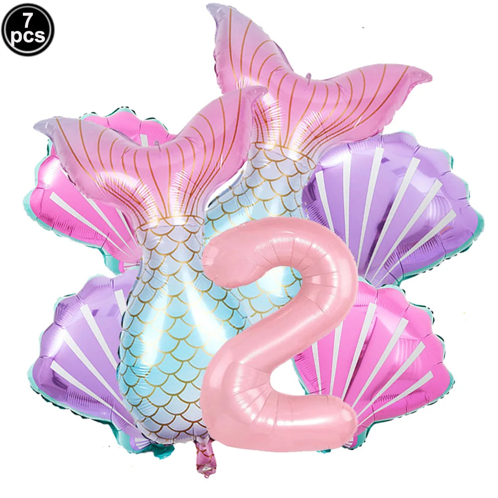 Mermaid Scales Pattern Party Supplies — Disposable Tableware Decor Set