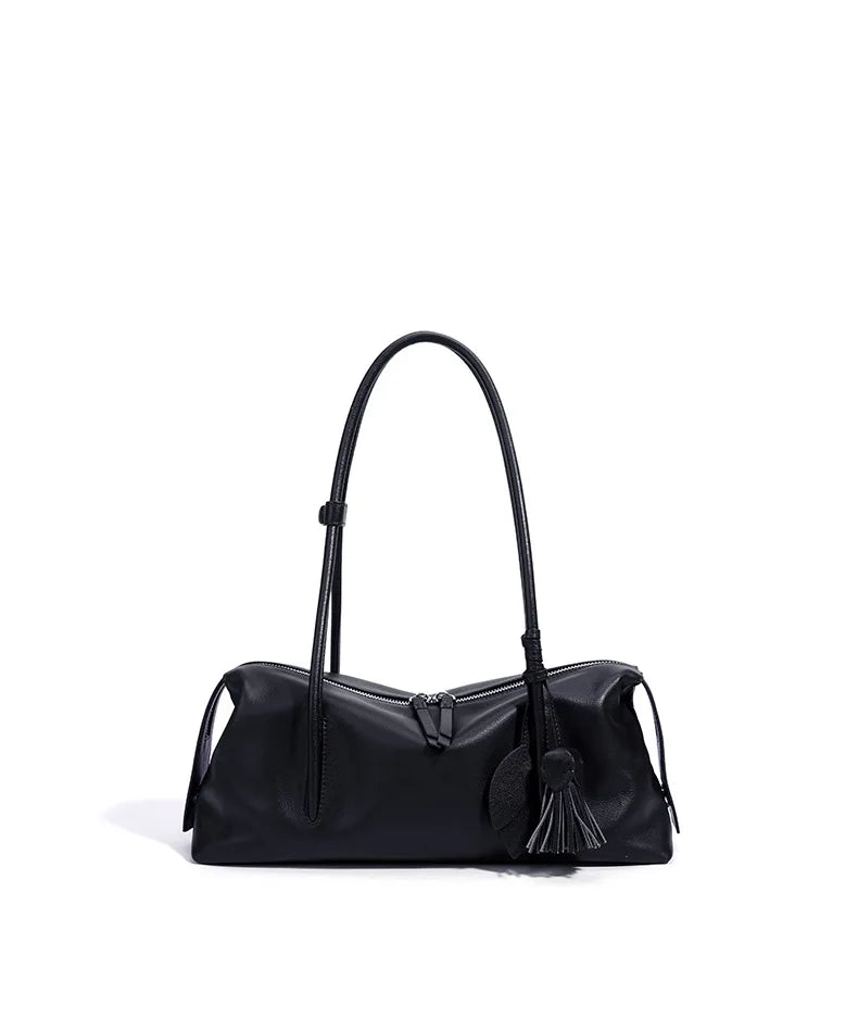 Leather Hobo Handbag — Versatile Boston Style Shoulder Bag