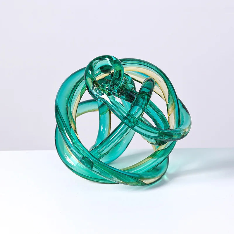 Handmade Glass Knot Figurine — Twisted Ball Decorative Ornament