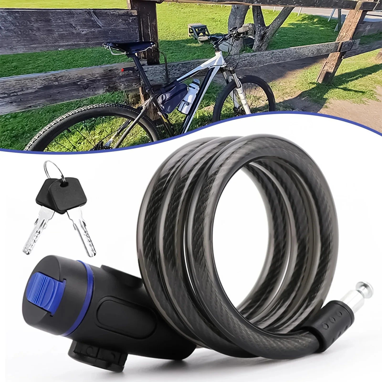 Steel Cable Bike Lock — Anti-Theft Security for Bicycles and Scooters
