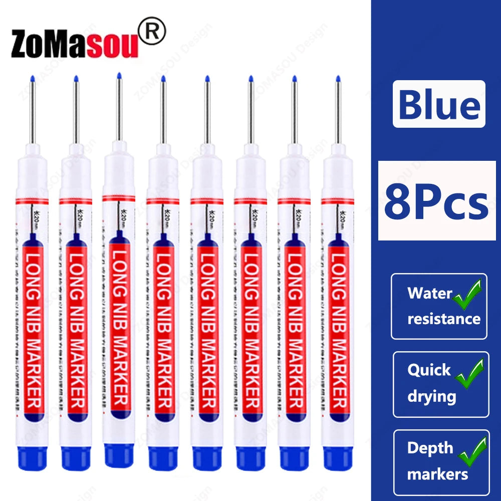 Deep Hole Marker Pen — Waterproof Long Head Woodworking Tool