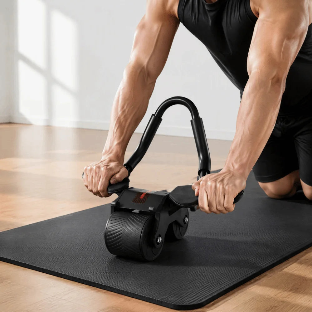 Automatic Rebound Ab Roller Wheel — Core Trainer with Knee Mat