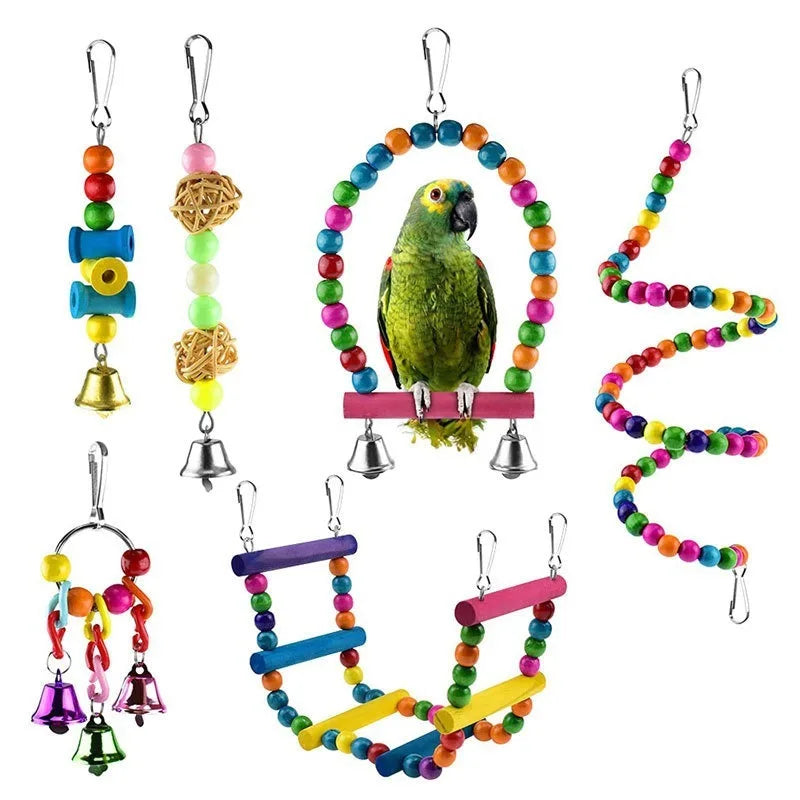 DKSTINYE Parrot Toy Set — Interactive Training Accessories for Small Birds