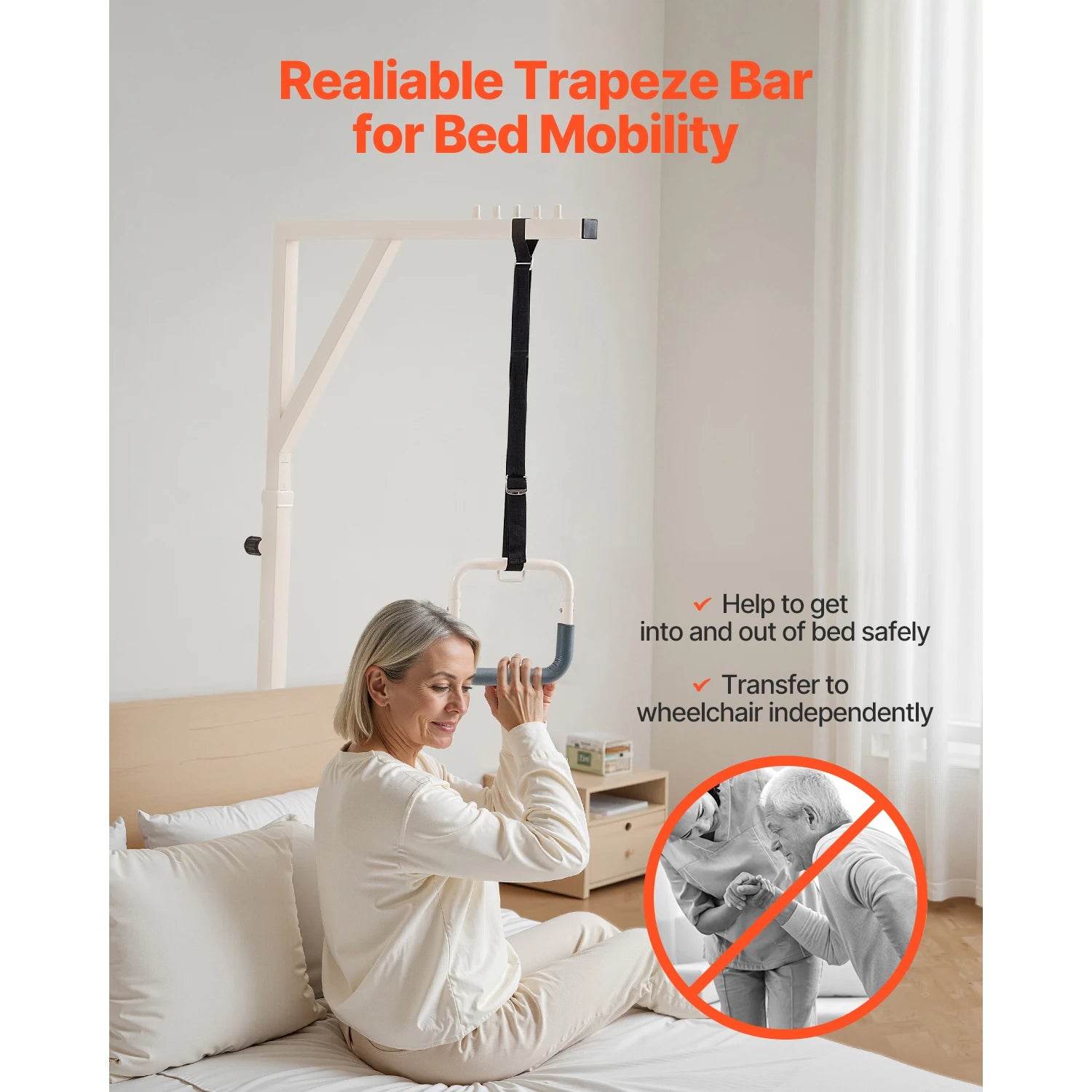 SucceBuy Bed Trapeze Bar — Height-Adjustable Mobility Aid with Casters