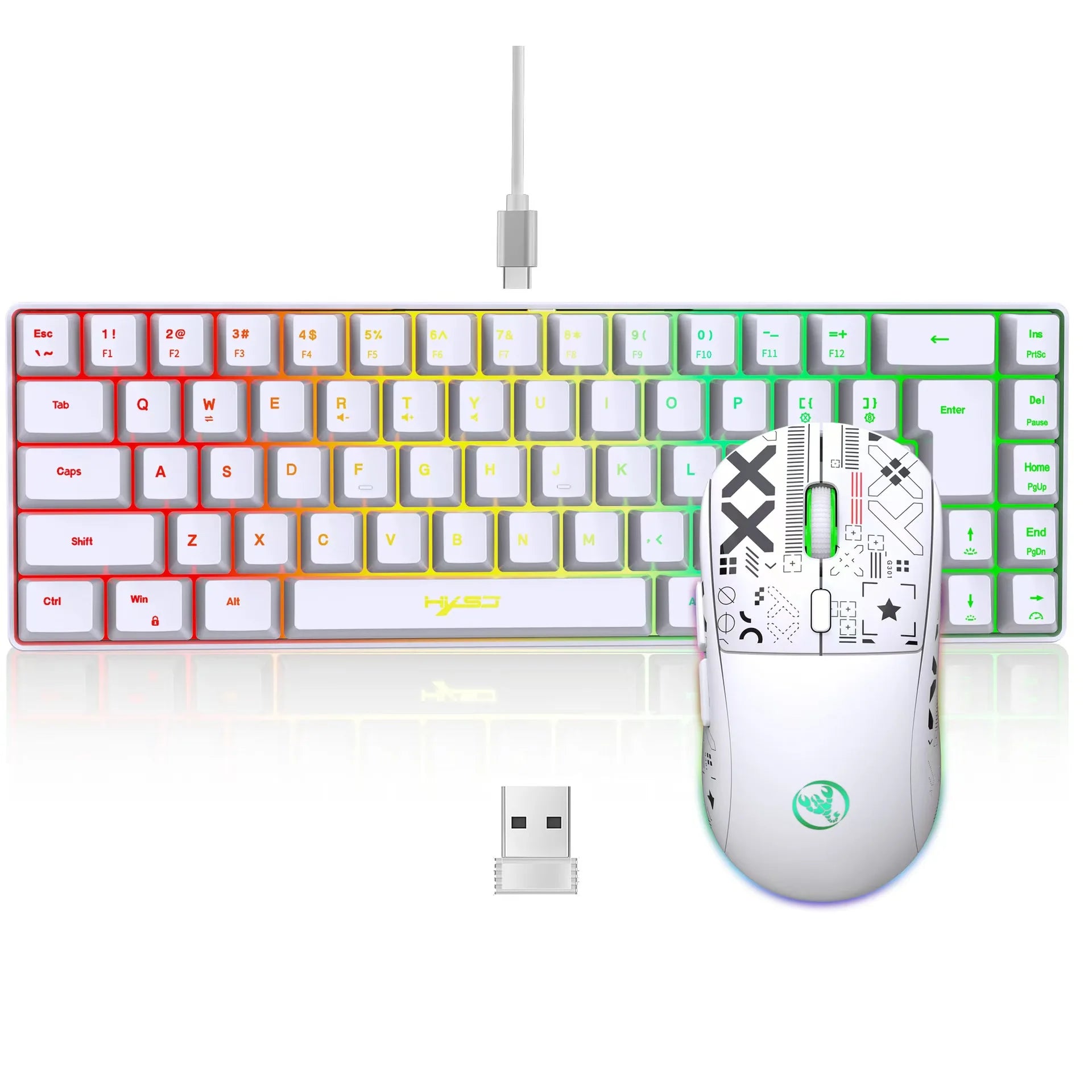 HXSJ 60% Gaming Keyboard and Mouse Combo — RGB Wired & Wireless Set