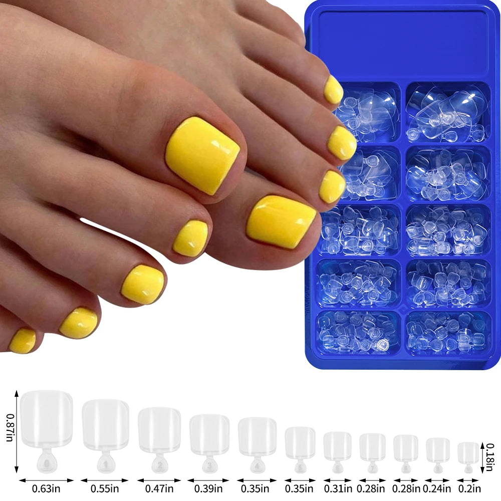100pc Press On Toenails — Short Square Fake Nail Set for Manicure
