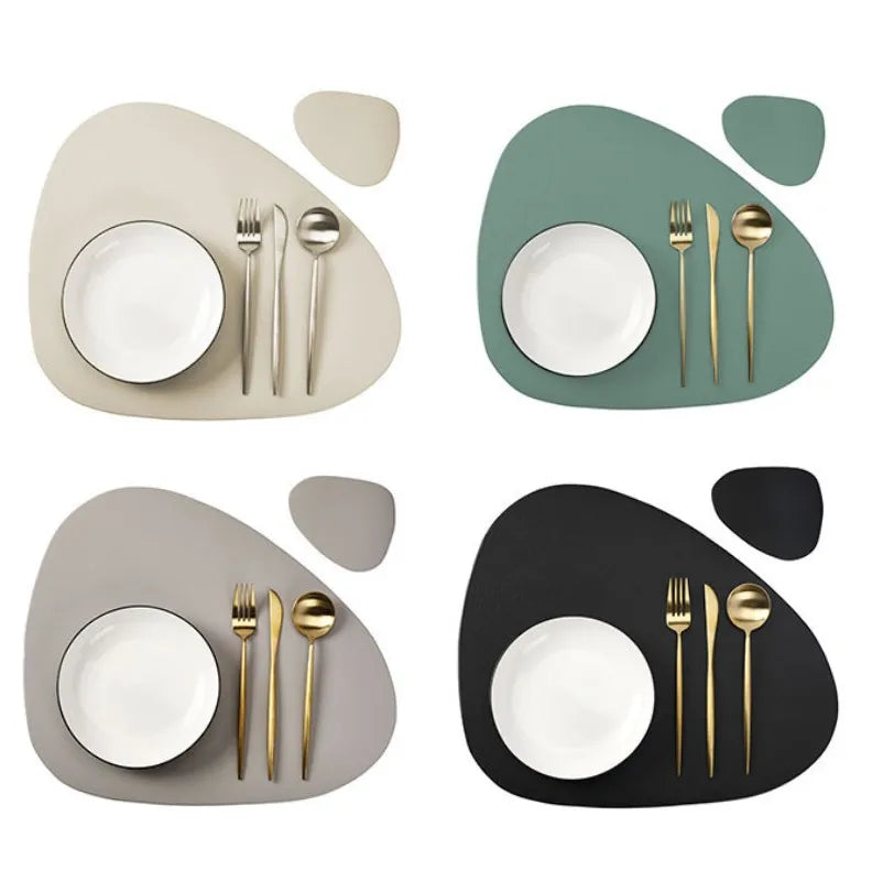 PU Leather Placemat and Coaster Set — Waterproof & Oil-Proof Table Mats