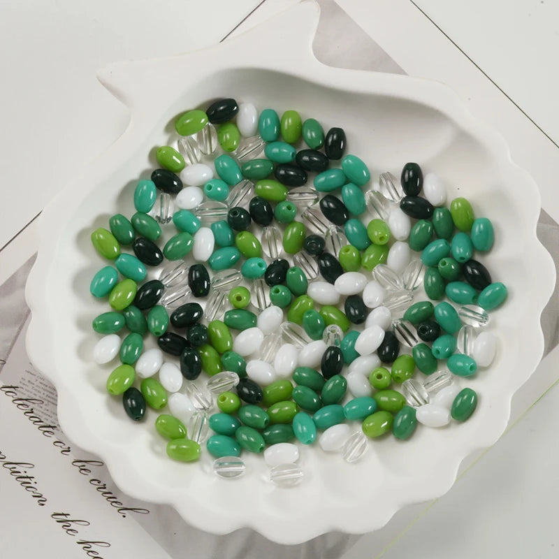 Oval Glass Rice Spacer Beads — Solid Color Jewelry Making Supplies