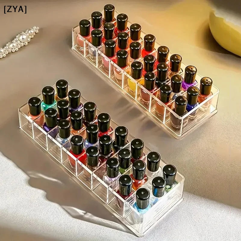 8 Compartment Nail Polish Organizer — Clear Acrylic Storage Case for Manicures