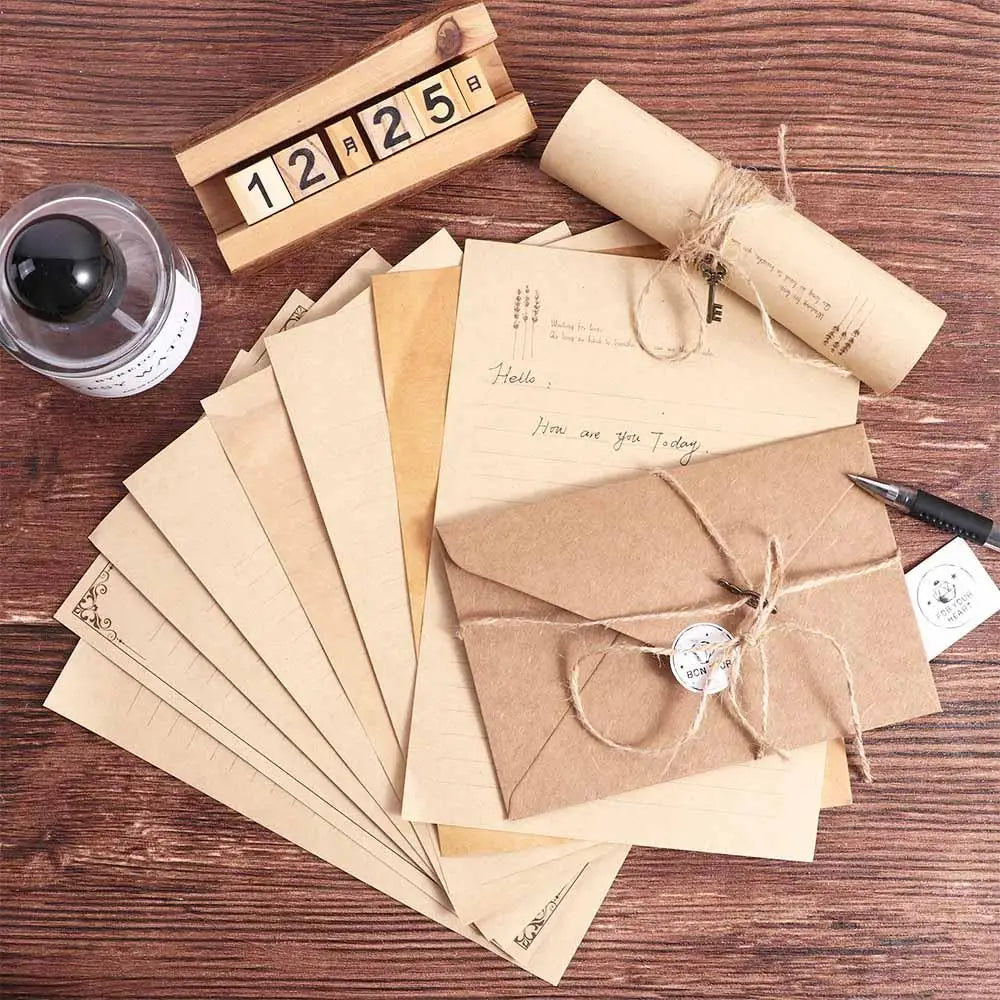 Kraft Paper Stationery Set — European Style Invitation Envelopes & Letter Pads