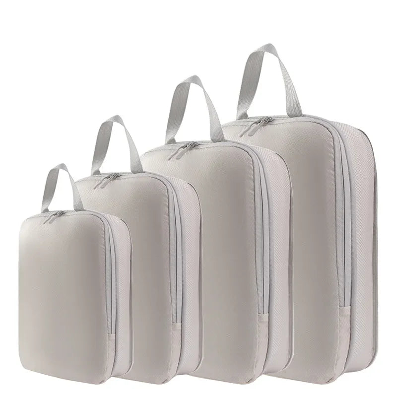 Luggage Organizer Set — Compressible Travel Packing Cubes with Handbag