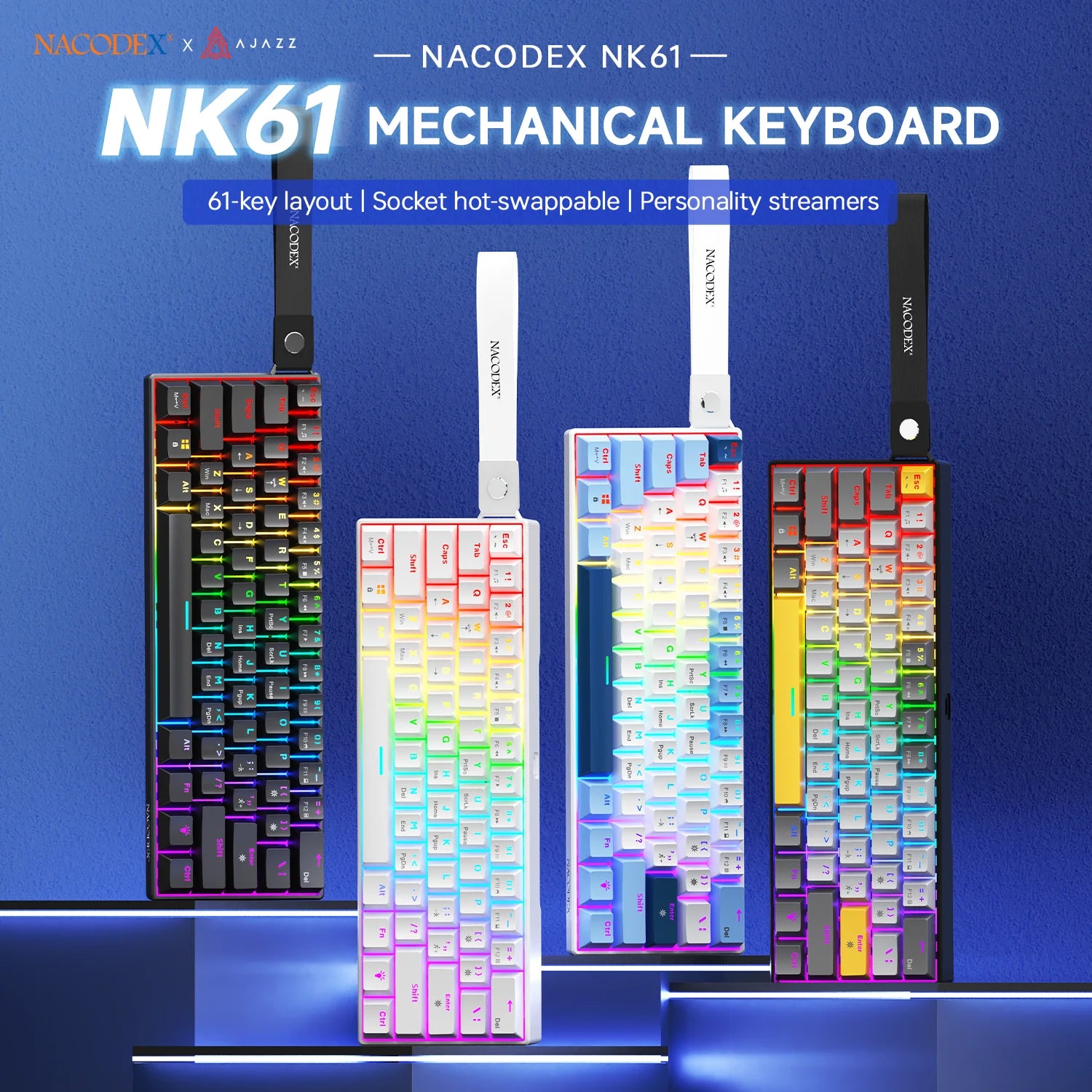 Ajazz NK61 Wired Mechanical Keyboard — Compact RGB Gaming Design