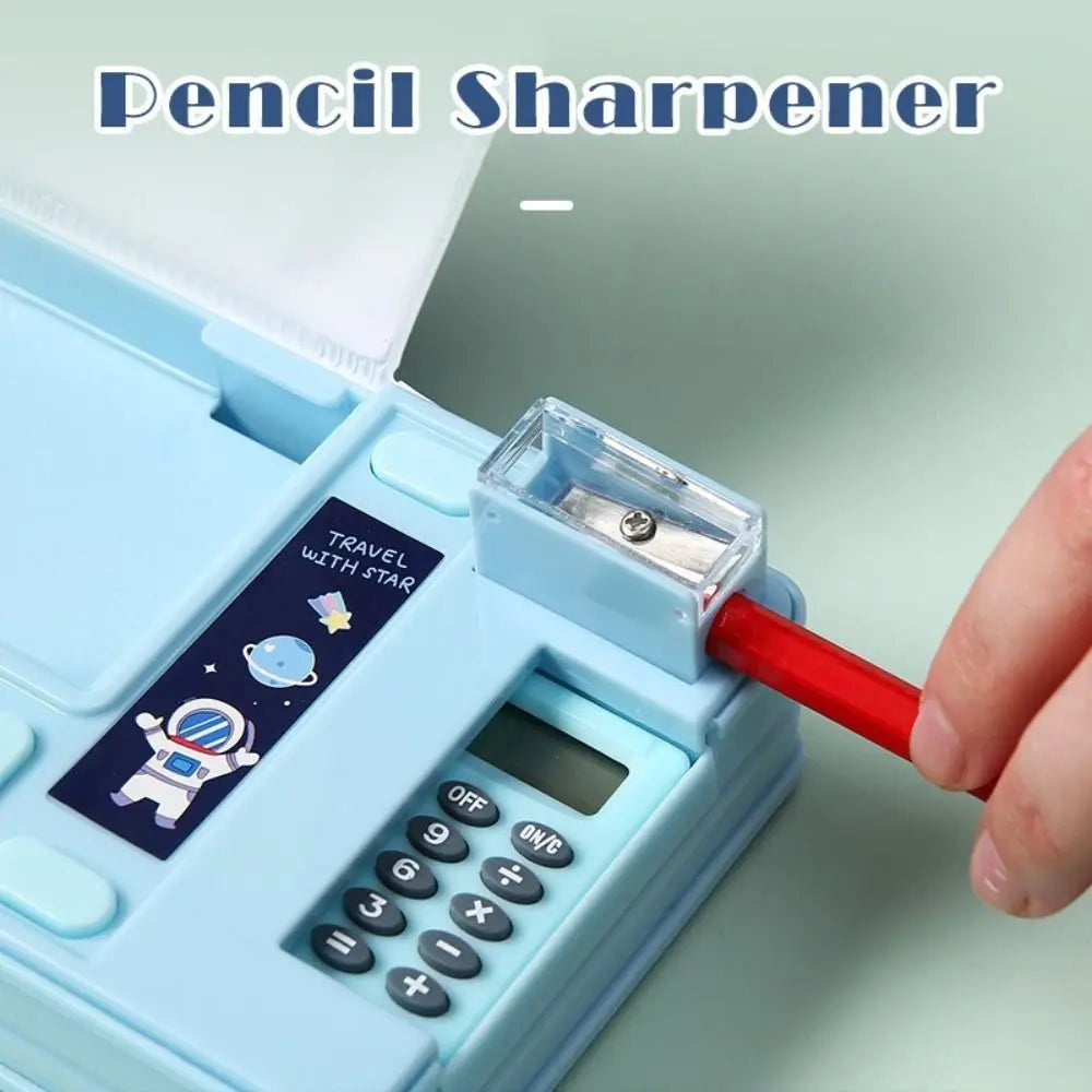 Double Layer Pencil Case — Multi-Functional Stationery Box with Calculator