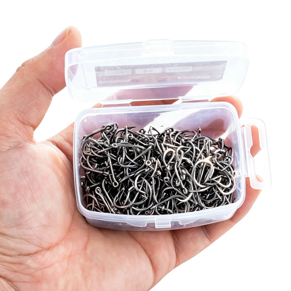 akakuma High Carbon Steel Fishing Hooks — Ultra Sharp Barbed Set, 400 Pieces