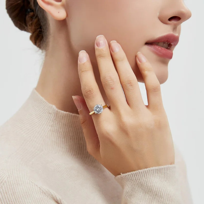 YUKOOL Cubic Zirconia Halo Ring — 18K Gold Plated Elegant Wedding Jewelry