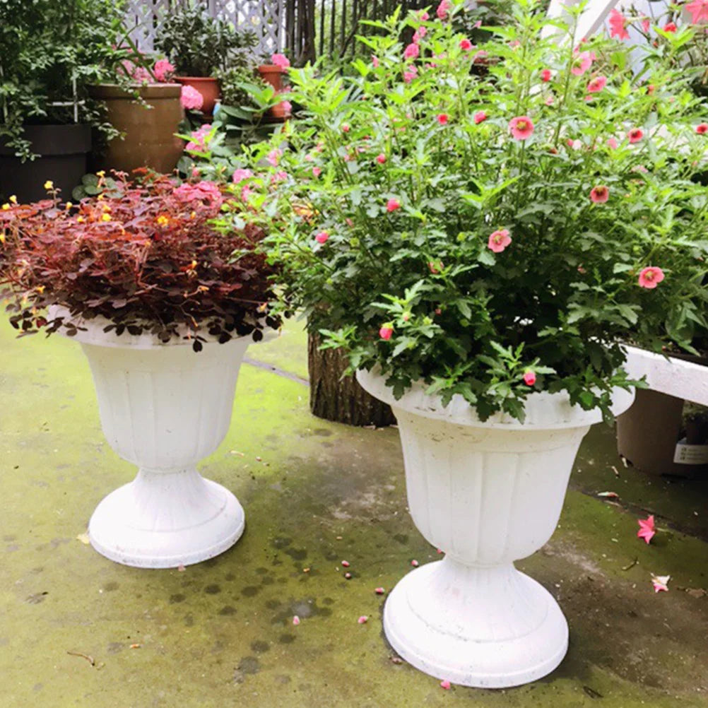BESTOMZ Roman Column Flower Pot — Classic White Pedestal Planter