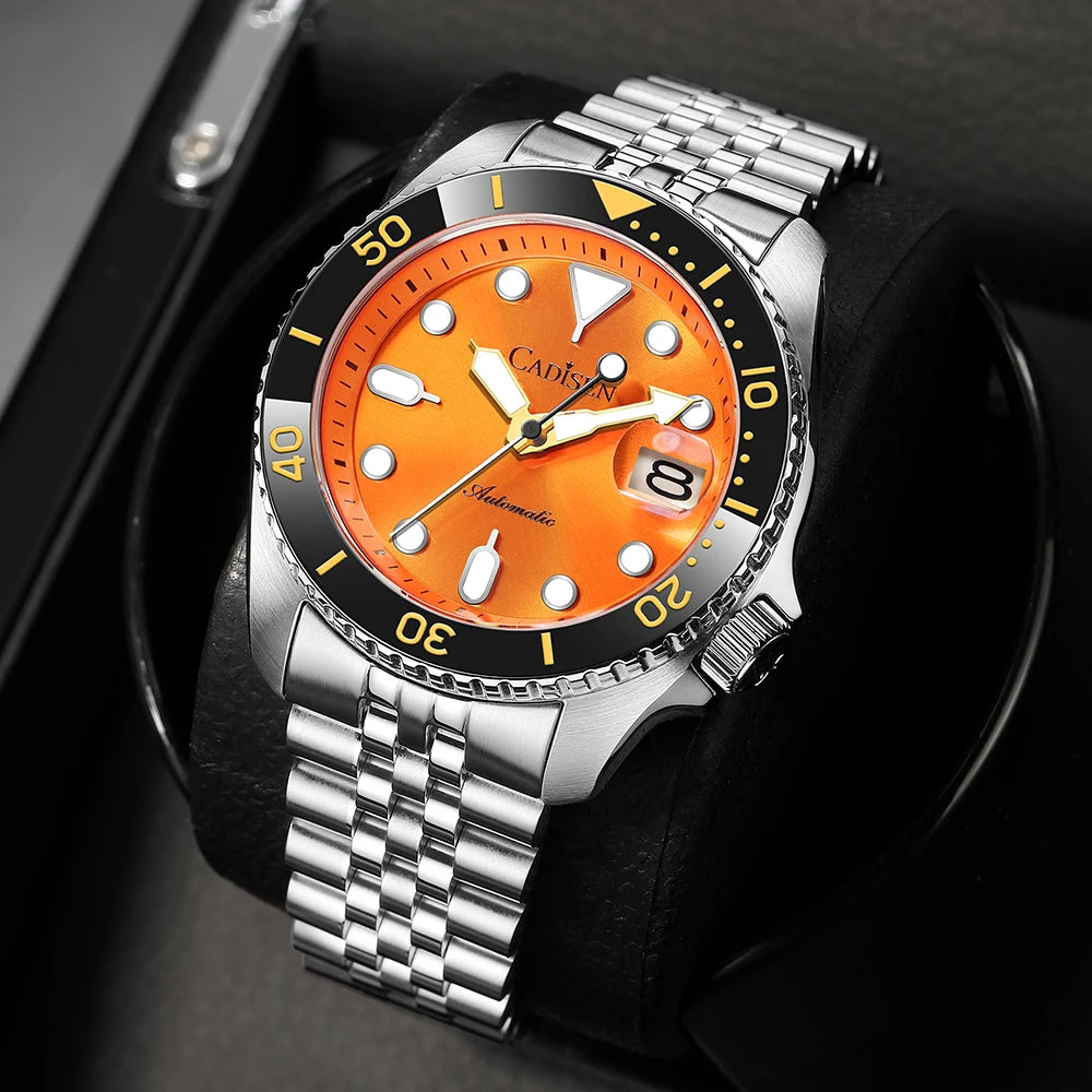 Cadisen 2026 Automatic Mechanical Watch — Luminous Diver with Ceramic Bezel