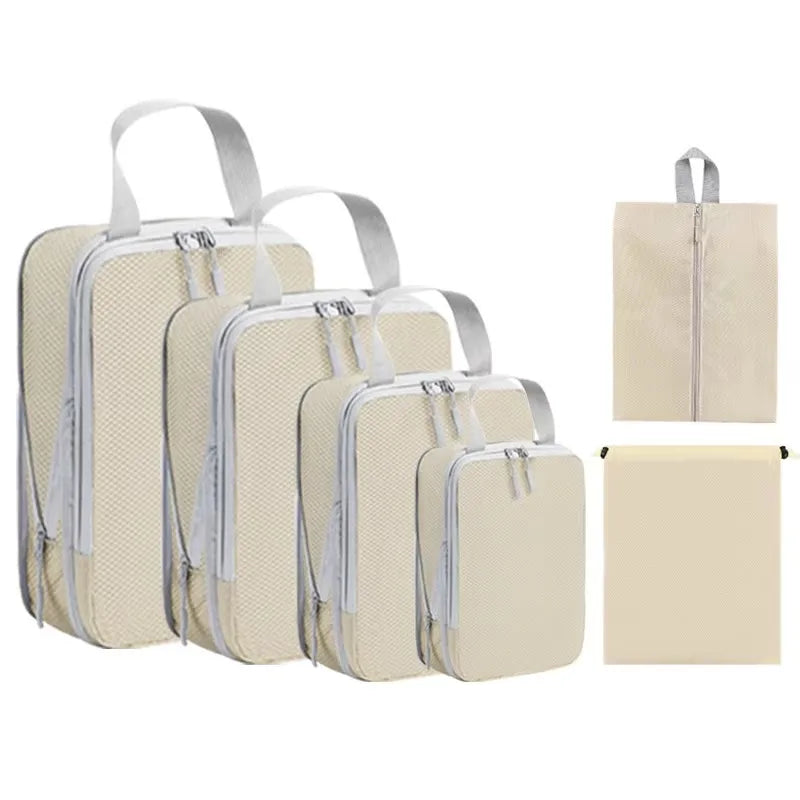 Luggage Organizer Set — Compressible Travel Packing Cubes with Handbag