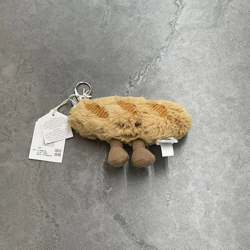 Assorted Plush Keychain Charm — Cute Animal & Food Backpack Accessory