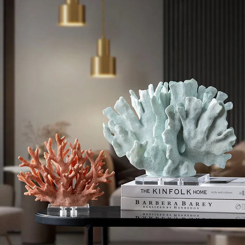 ZIZI FISH Resin Coral Sculpture — Decorative Hollow Crystal Ornament
