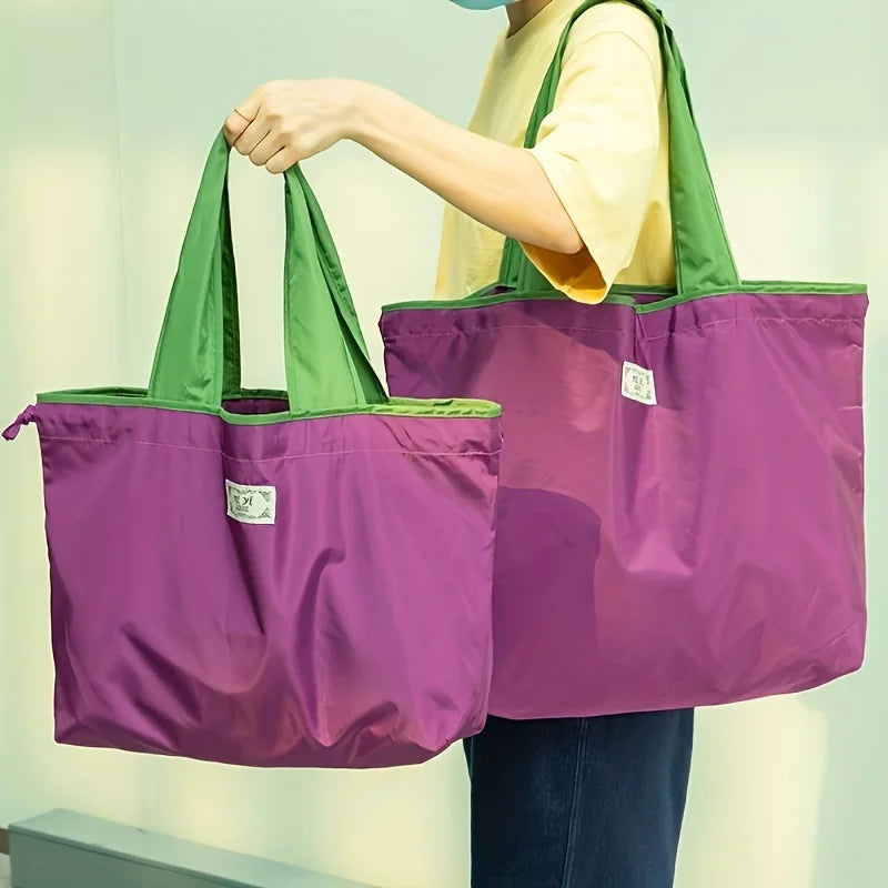 Reusable Nylon Drawstring Shopping Bag — Durable Grocery Tote for Travel