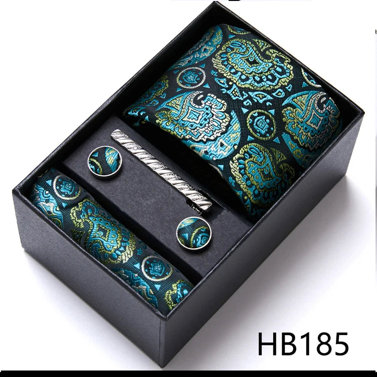 VanGise Men's Necktie Set — Business Tie, Cufflinks, and Pocket Square Kit