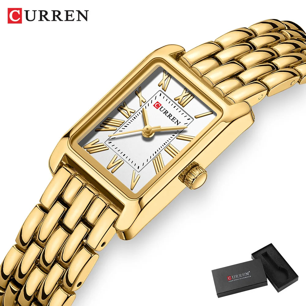 Curren Luxury Rectangle Women's Watch — Elegant Stainless Steel Bracelet