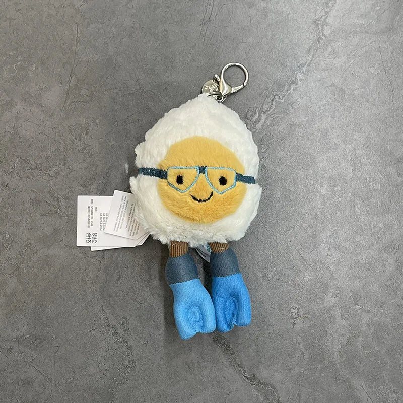 Assorted Plush Keychain Charm — Cute Animal & Food Backpack Accessory
