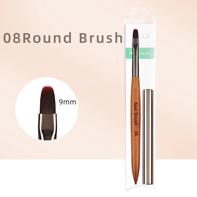 Professional Nail Art Brush Set — Sandalwood Handle Manicure Tools