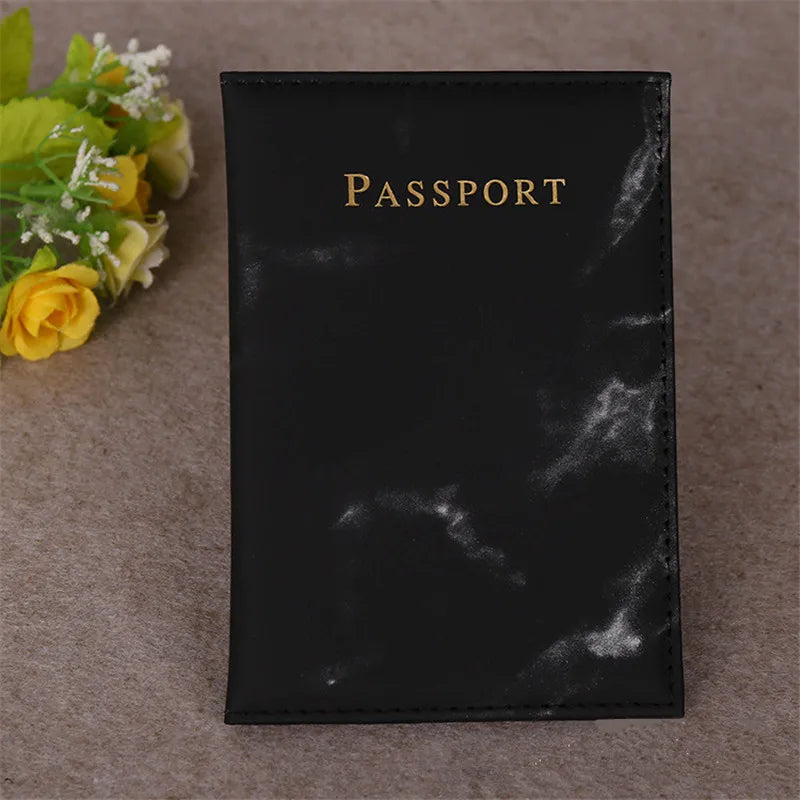 Marble Style Passport Cover — Faux Leather Travel Wallet & ID Holder