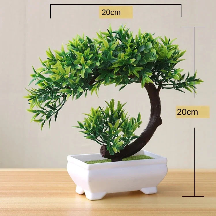 merylover Artificial Bonsai Tree — Potted Green Plant Decor for Home and Office