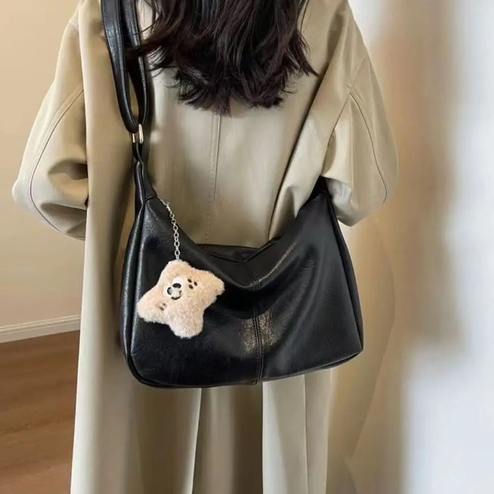 Trendy Slouchy Shoulder Bag — Large Capacity PU Leather Hobo Tote