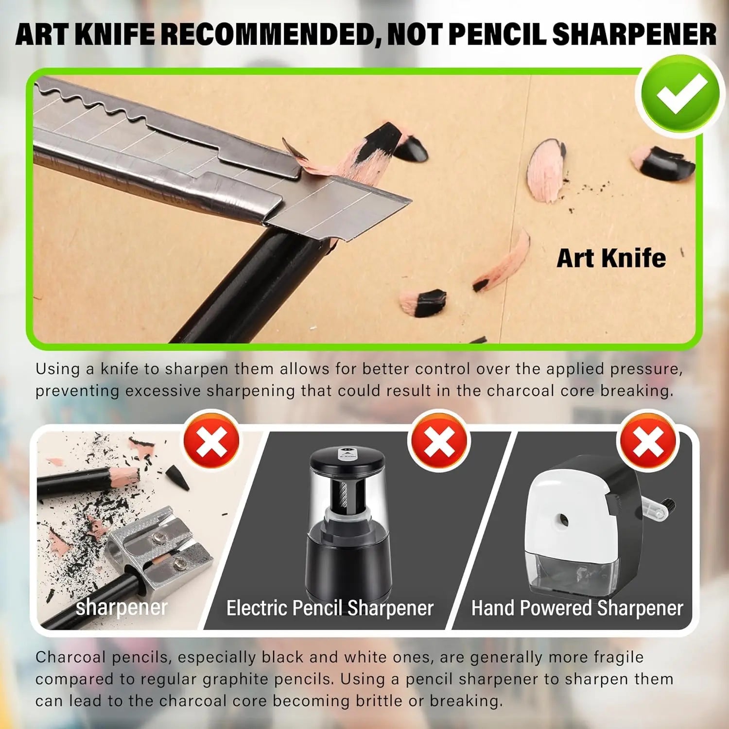 12 Piece Charcoal Pencil Set — Professional Sketching and Shading Tools