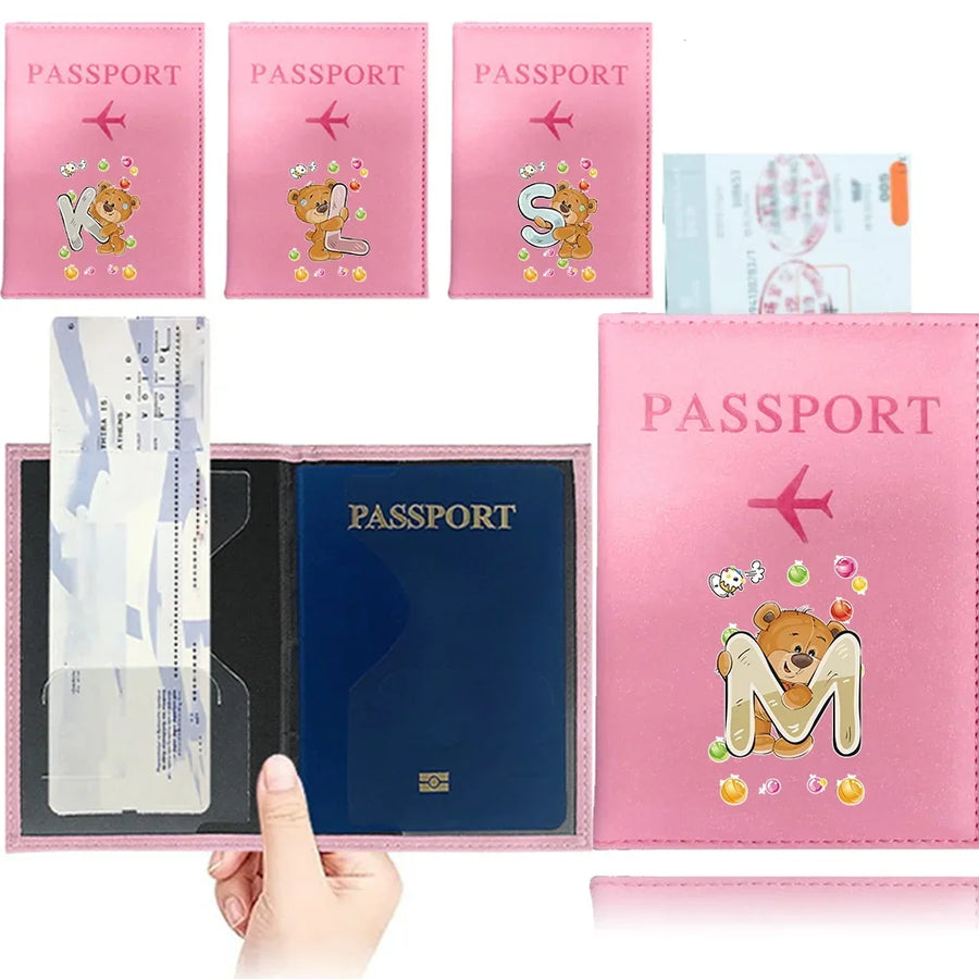 Bear Pattern Passport Cover — Protective PU Leather Travel Holder