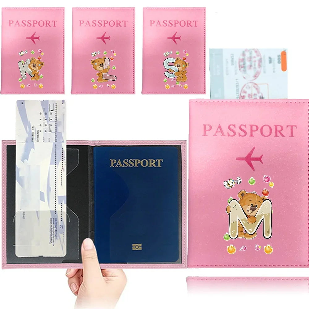 Bear Pattern Passport Cover — Protective PU Leather Travel Holder