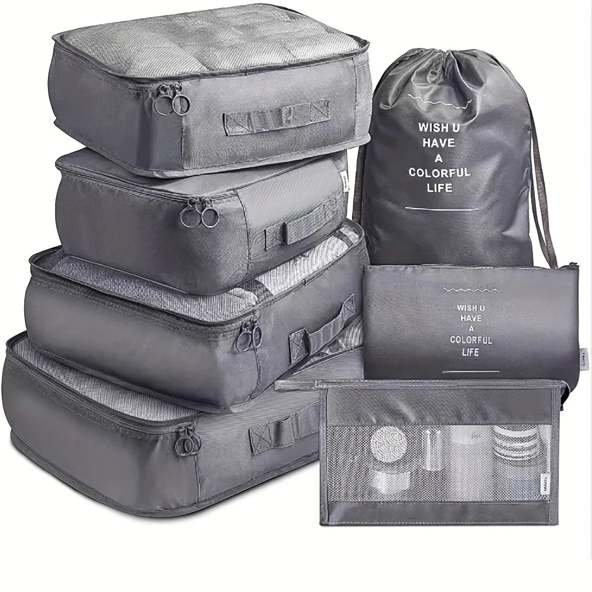 Seven-Piece Travel Storage Bag Set — Luggage Organizer & Clothing Sorting Kit