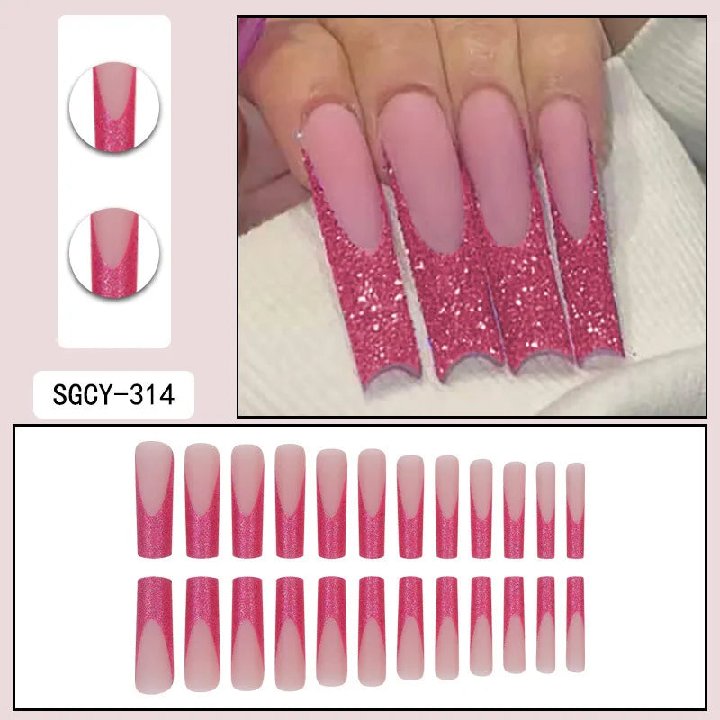 Ultra Long Coffin Press On Nails — 3D Butterfly & Floral Design, 24 Pieces