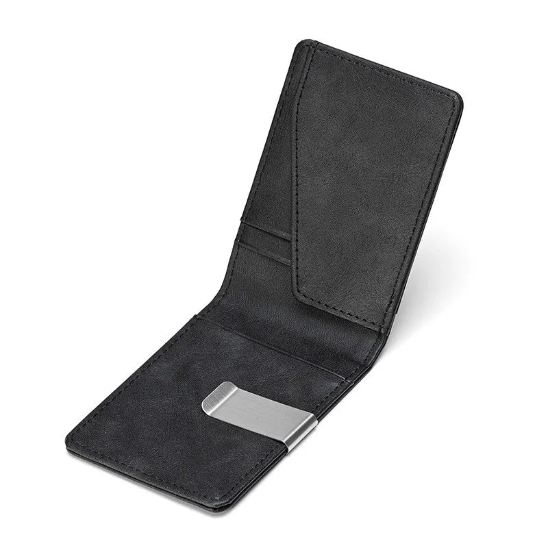 macroupta Slim Leather Money Clip Wallet — Compact Card Holder & Cash Organizer