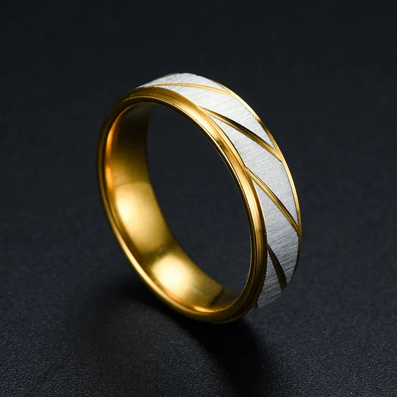 Classic Wave Pattern Couple Rings — Stainless Steel Promise Jewelry