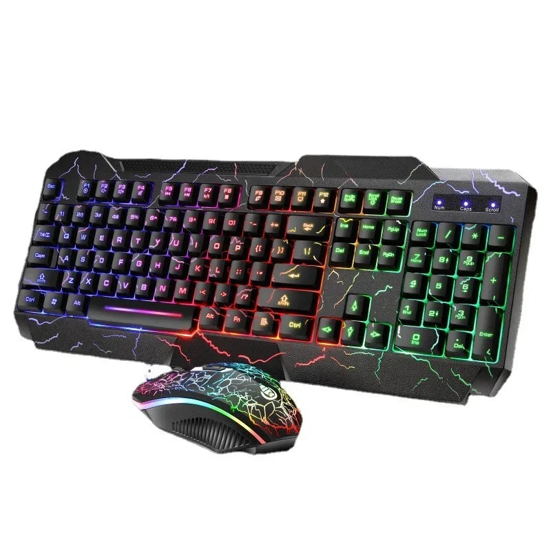 Wired Gaming Keyboard and Mouse Combo — LED Backlit Mechanical Feel Set
