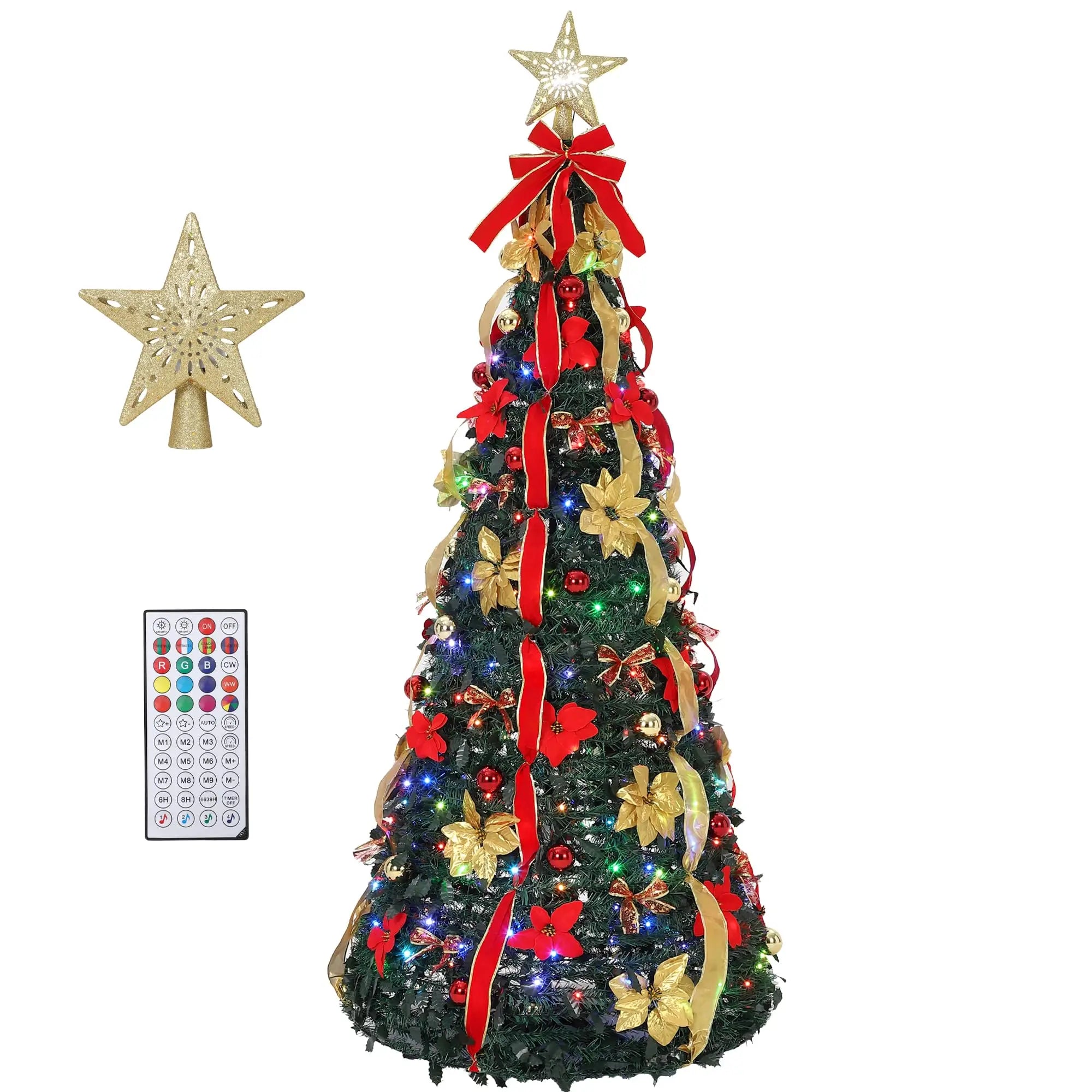 Pop-Up Pre-Lit Artificial Christmas Tree — Rotating Star Projector & LED Lights
